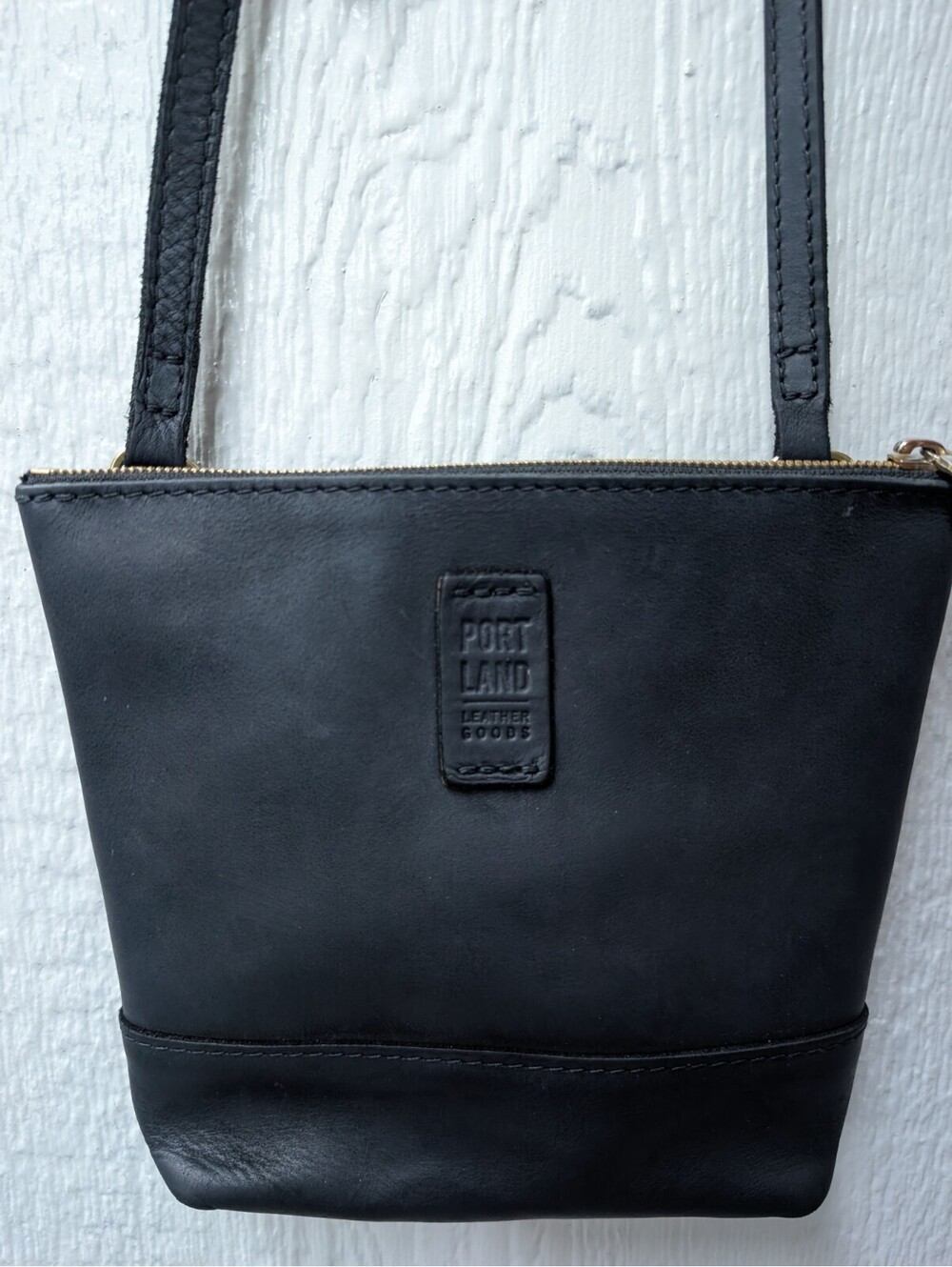 Portland Leather Goods Festival Bag Black Leather Crossbody Purse
